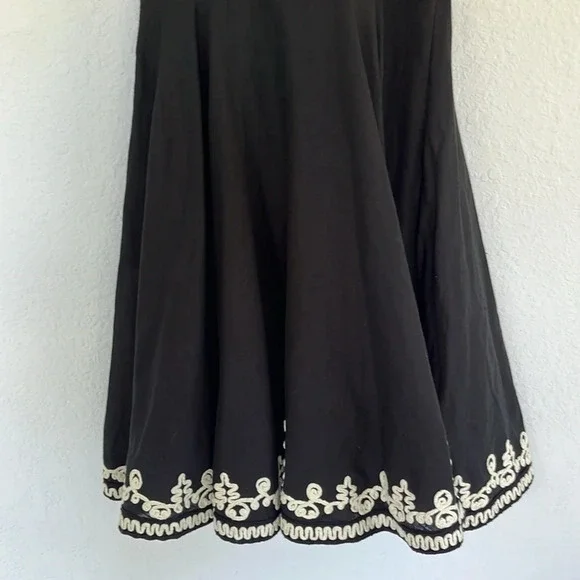 French Connection Black Ivory Linen Blend Embroidered Sweetheart Halter Dress 6 - Picture 4 of 9